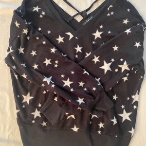 black super soft sweatshirt with white stars